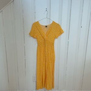 SHEIN Yellow Floral Midi Dress